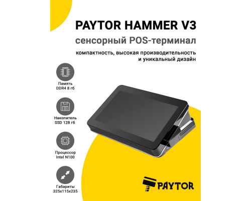Купить Сенсорный терминал 11,6" PayTor Hammer V3 (N100, 8/128Gb, WiFi, MSR, WinIoT) от PayTor
